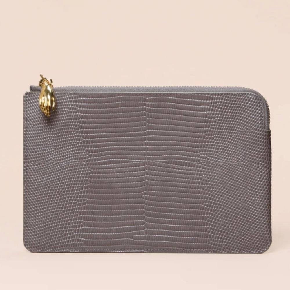 ALEXIS BITTAR In My Dreams Large Zip Pouch —in Taupe—NWT perfect gift